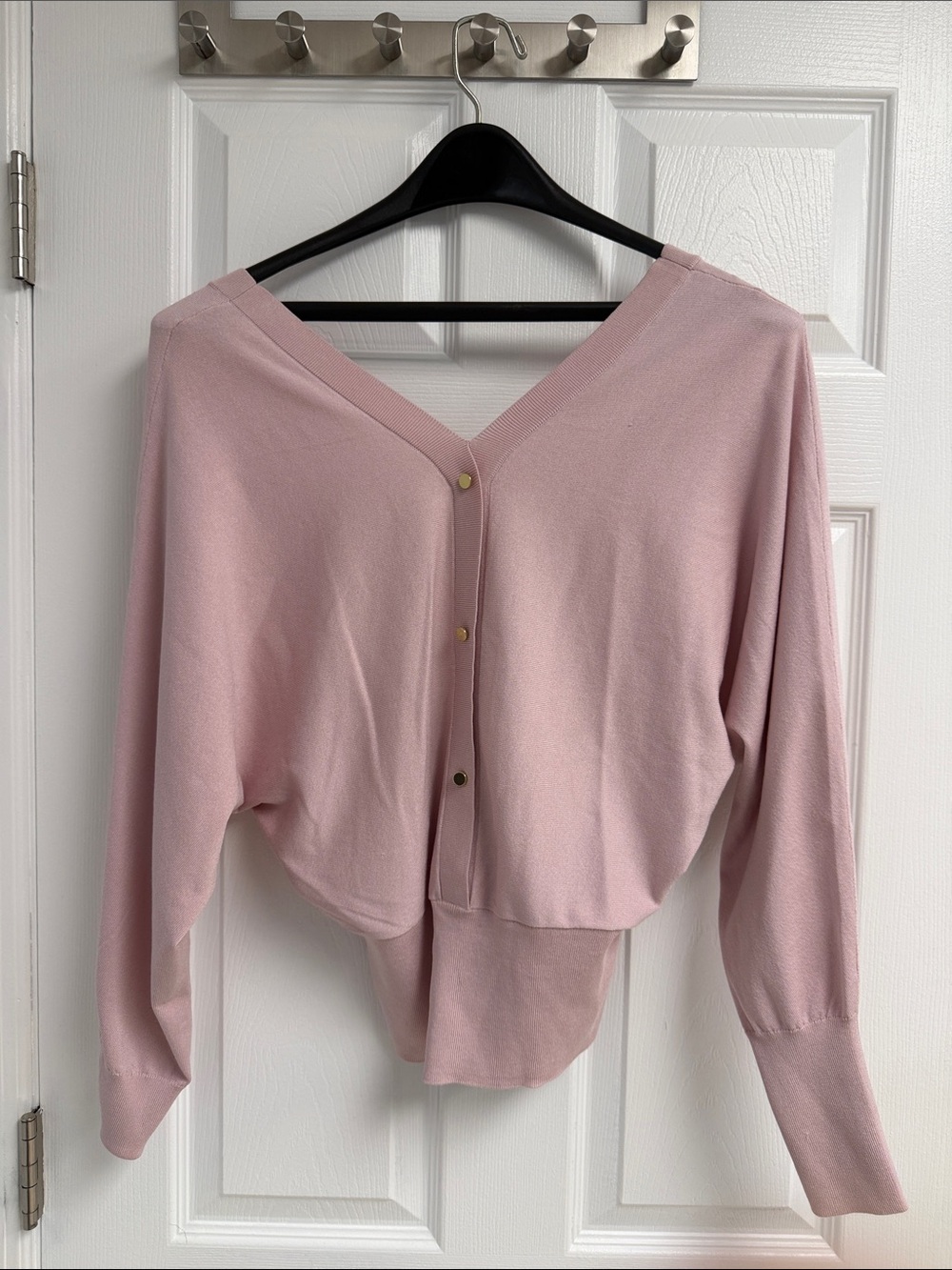 Express Soft Pink Button-Front V-Neck Cardigan